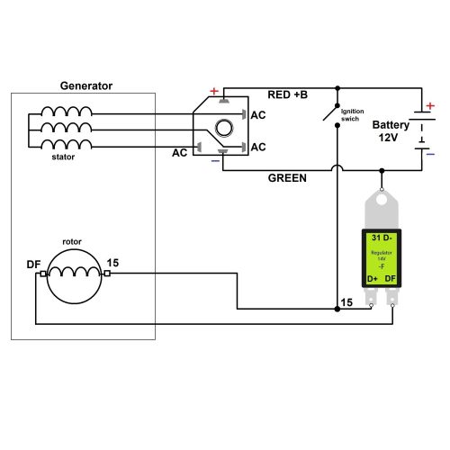 Set for voltage regulation of an electromagnetically excited motorcycle